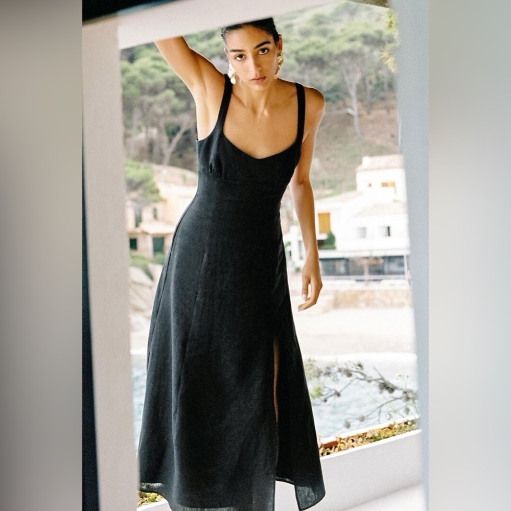 Zara Denim Lightweight Midi Dress with Slit